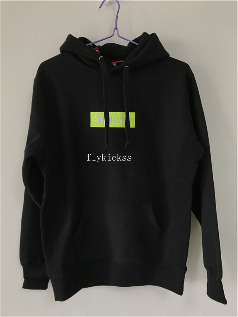 Supreme Black Hoodie With Light Green Box Logo